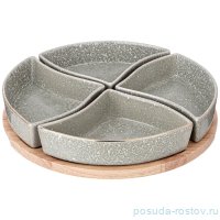 Менажница 26,7 см 4 секционная на деревянной подставке &quot;Grain /мятная&quot; / 341983