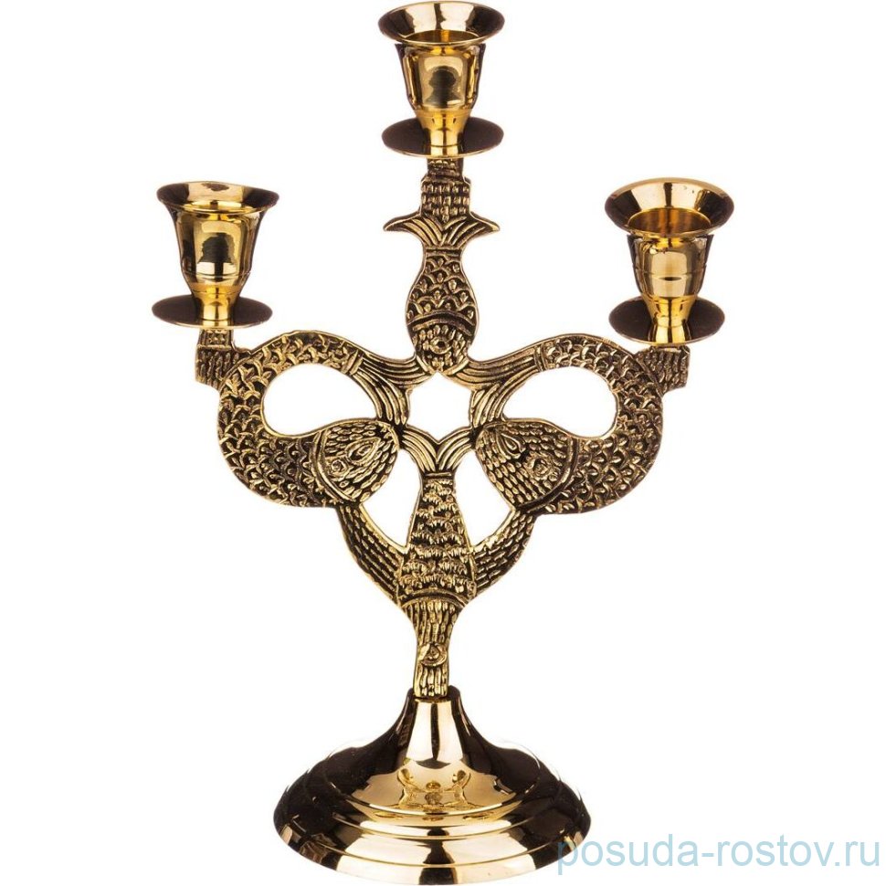 Подсвечник 20 см 3-х рожковый латунь "Graving" / 278593 Подсвечник 20 см 3-х рожковый латунь "Graving" / 278593