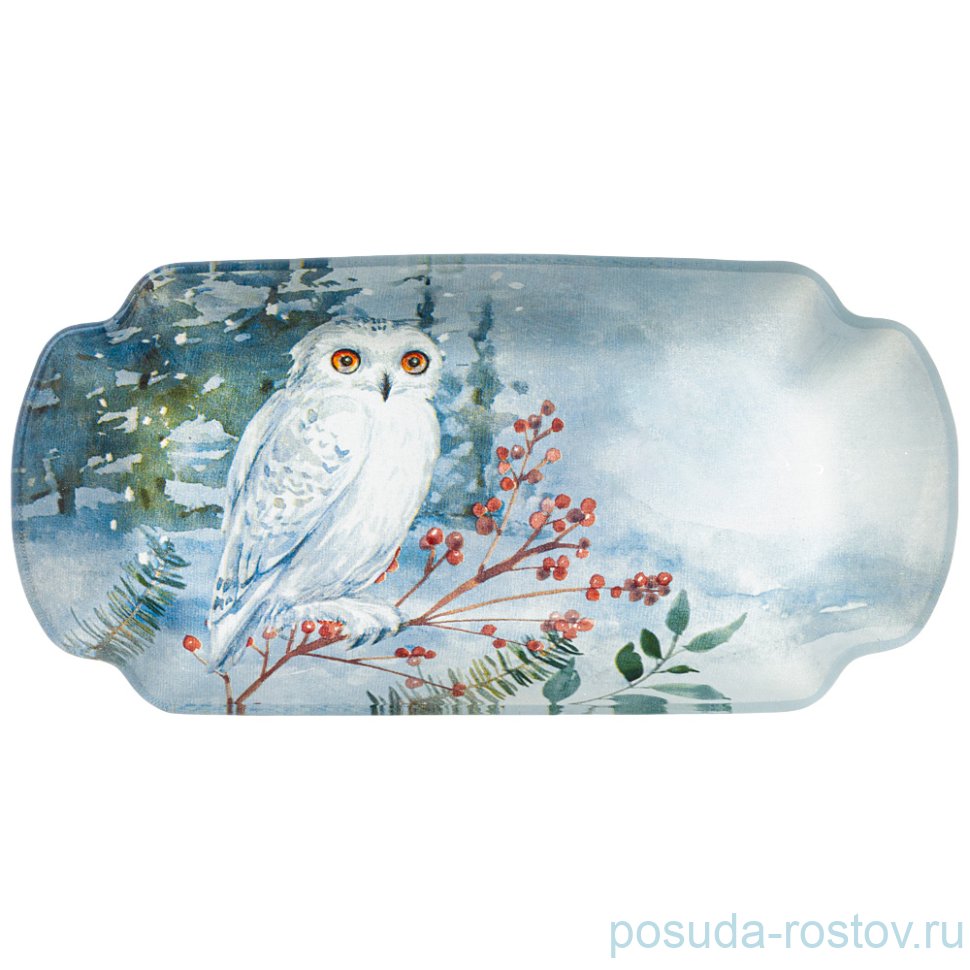 Блюдо 18 см прямоугольное "зимняя сказка /сова" / 268495