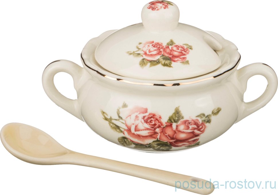 Банка для специй 75 мл с ложкой "корейская роза" / 192933