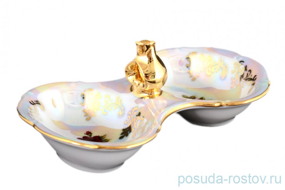 Прибор для специй двойной  Bohemia Porcelan Moritz Zdekauer 1810 s.r.o. "Офелия /Роза перламутр" / 046500