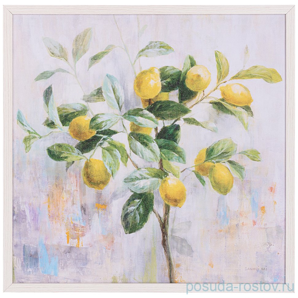 Панно-картина 50 х 50 см "Лимонное дерево" /рамка белая / 260010