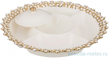 Менажница 31 х 7 см 5-ти секционная &quot;Цветочки /золото&quot; / 194426