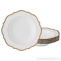 Набор тарелок 21,5 см 6 шт глубокие &quot;узор /золотая цепочка&quot; / 186256