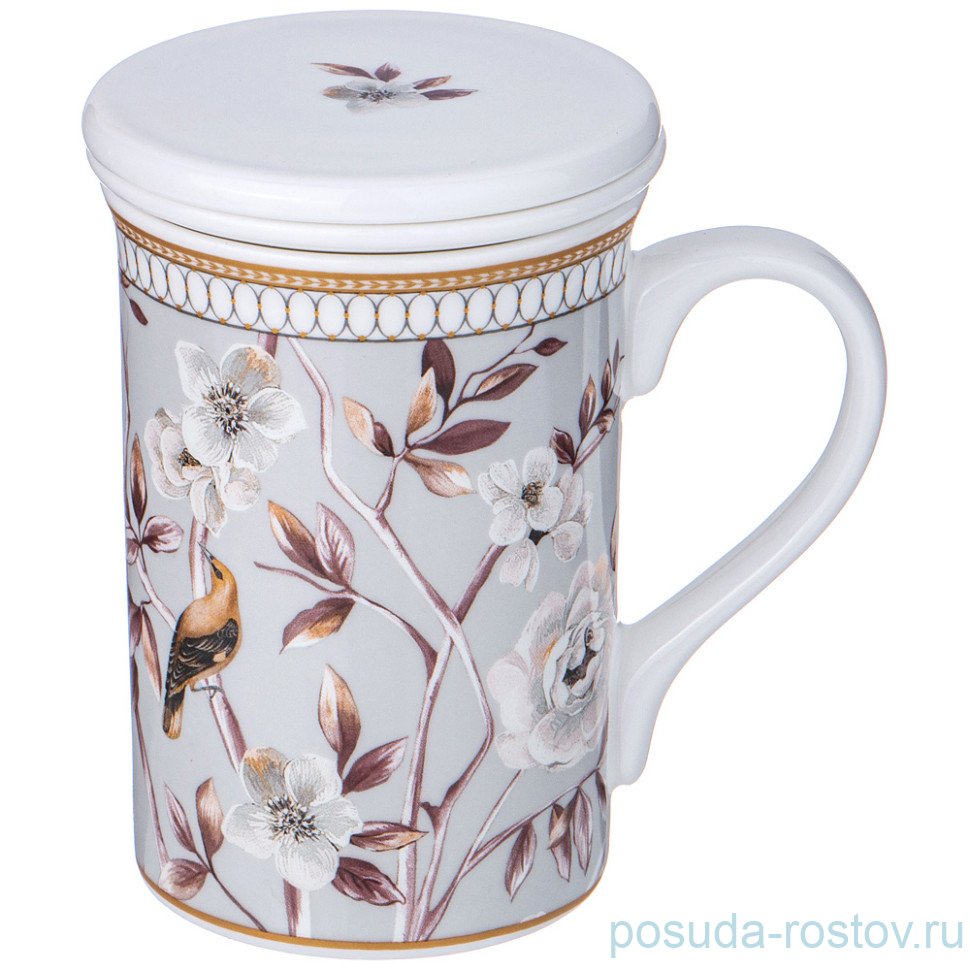 Кружка заварочная 300 мл с ситом и крышкой серая "Compliment" / 339260