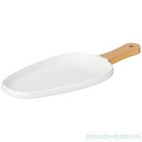 Тарелка 33,5 х 14,5 х 2,4 см овальная с деревянной ручкой &quot;Native&quot; / 340561