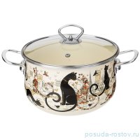 Кастрюля 22 х 13 см со стеклянной крышкой эмалированная 3,6 л &quot;Парижские коты&quot; / 330261