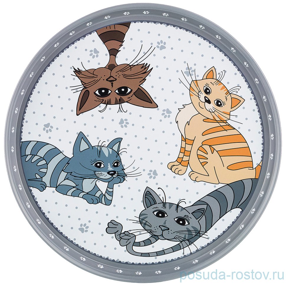 Поднос 33 х 2,1 см сервировочный "Озорные коты" / 209789 Поднос 33 х 2,1 см сервировочный "Озорные коты" / 209789
