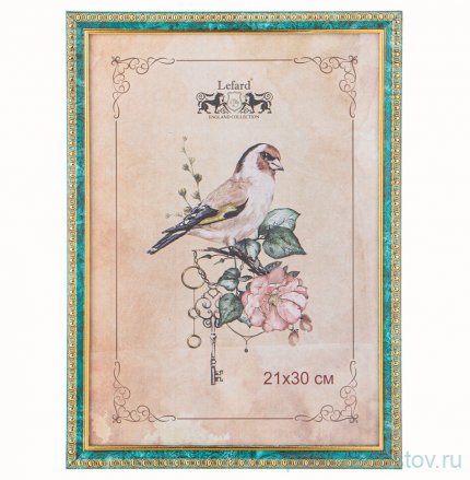 Фоторамка 21 х 30 см /рамка малахит с золотом / 329611