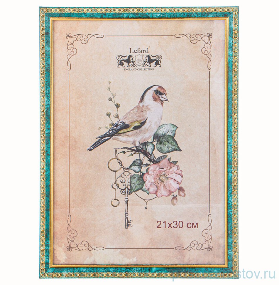 Фоторамка 21 х 30 см /рамка малахит с золотом / 329611