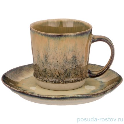 Набор чайных пар 6 шт &quot;бежево-коричневый&quot; / 193586