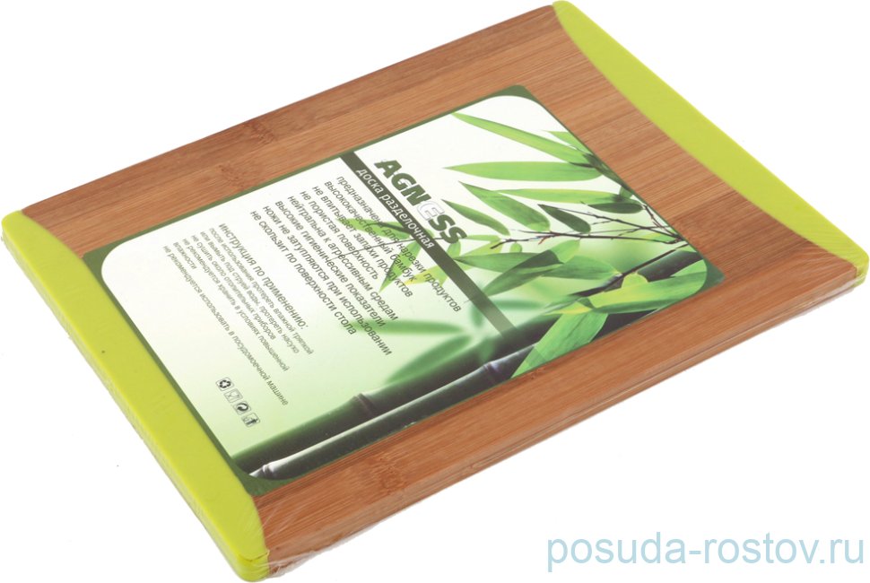 Доска разделочная 27 х 20 х 1 см бамбук "AGNESS" / 200190