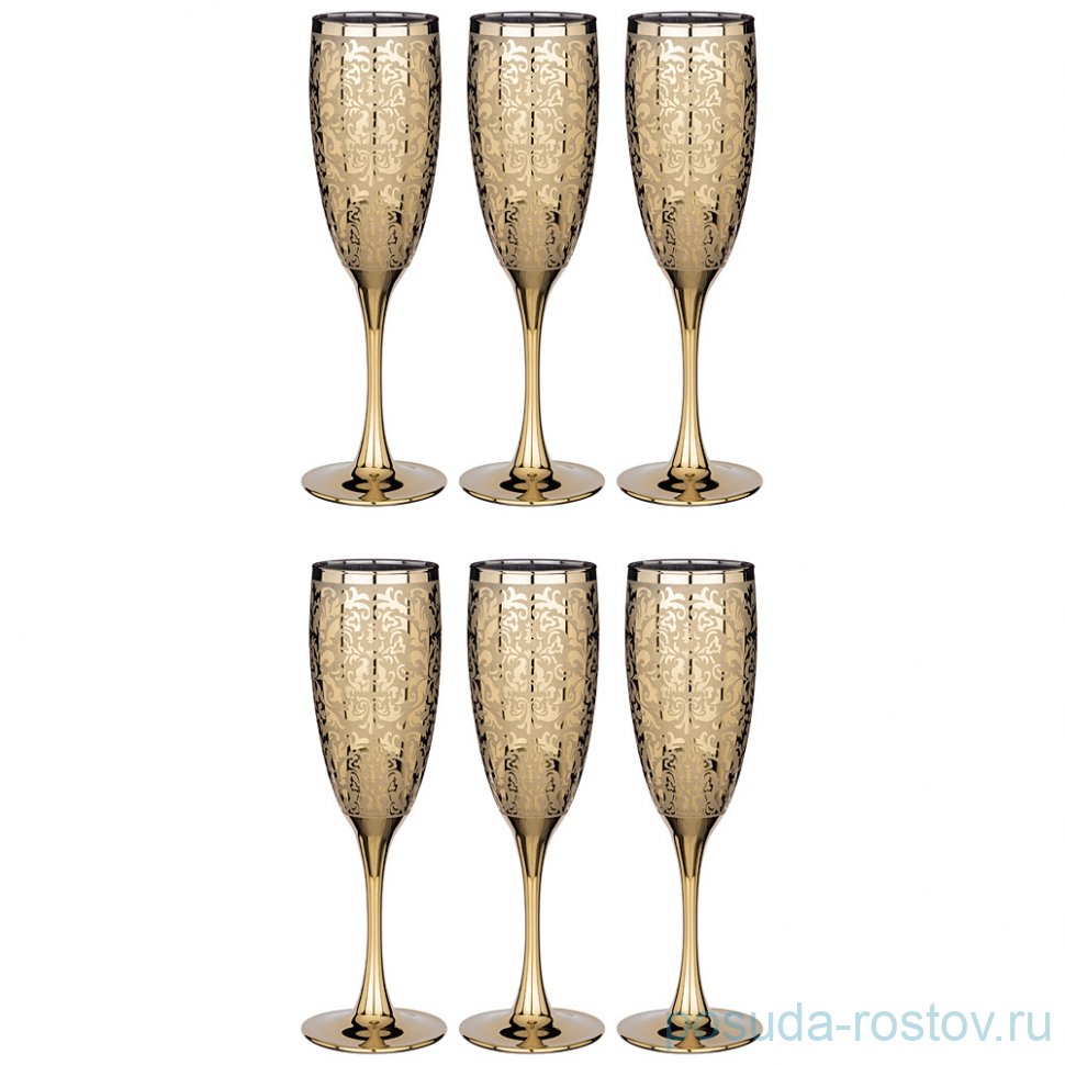 Бокалы для шампанского 170 мл 6 шт "золотой арабески" / 235192 Бокалы для шампанского 170 мл 6 шт "золотой арабески" / 235192