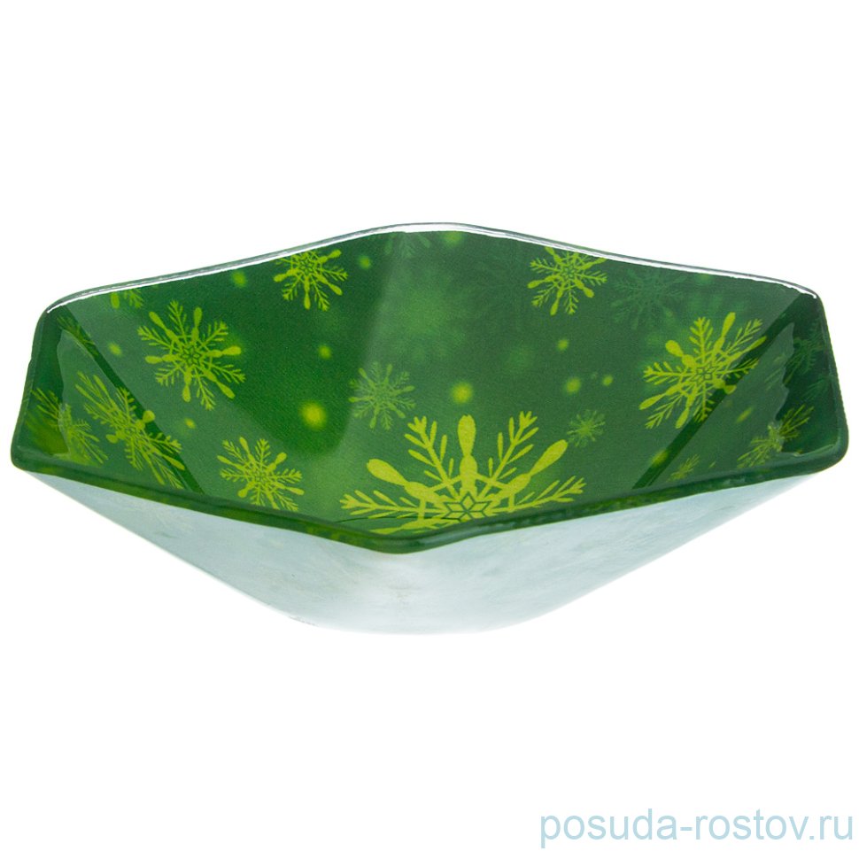 Салатник 15 см зелёный "новогодний калейдоскоп /снежинки" / 268448