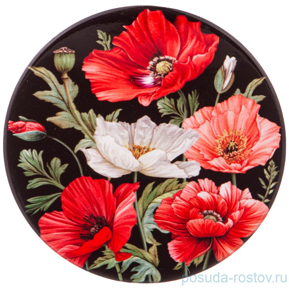 Подставка под горячее 10,3 см чёрная "Маки" / 254877