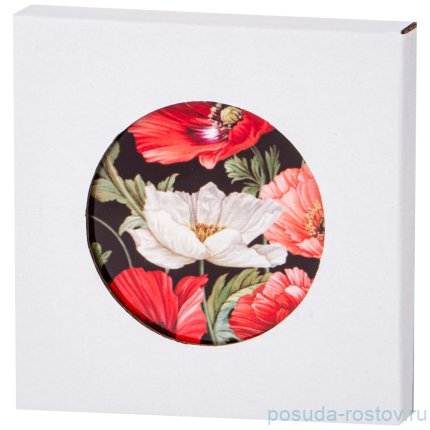 Подставка под горячее 10,3 см чёрная &quot;Маки&quot; / 254877
