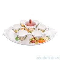 Кофейный набор на 6 персон 9 предметов &quot;Artigianato ceramico /Апельсин и роза&quot; / 228362