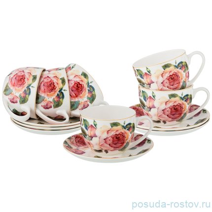 Набор чайных пар 330 мл 6 шт белые &quot;Винтаж&quot; / 202736