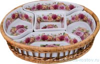 Менажница 30 х 6 см 5-ти секционная на подставке &quot;Розы&quot; / 194407