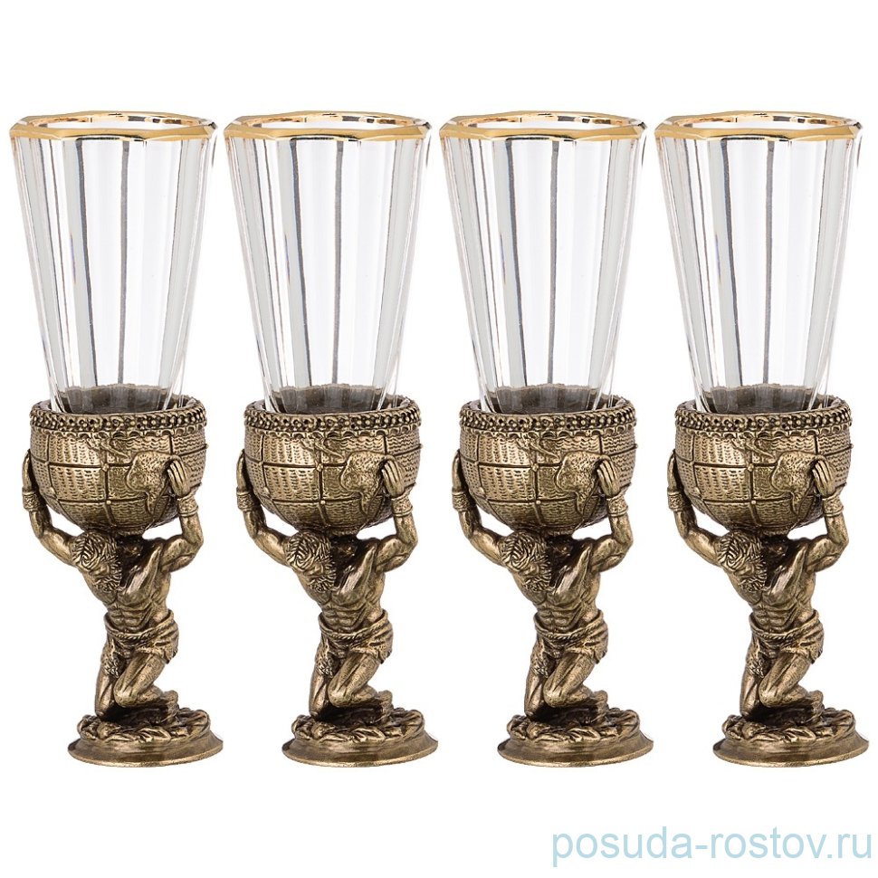 Рюмки 50 мл 4 шт в кожаном футляре "Атлант" / 190706