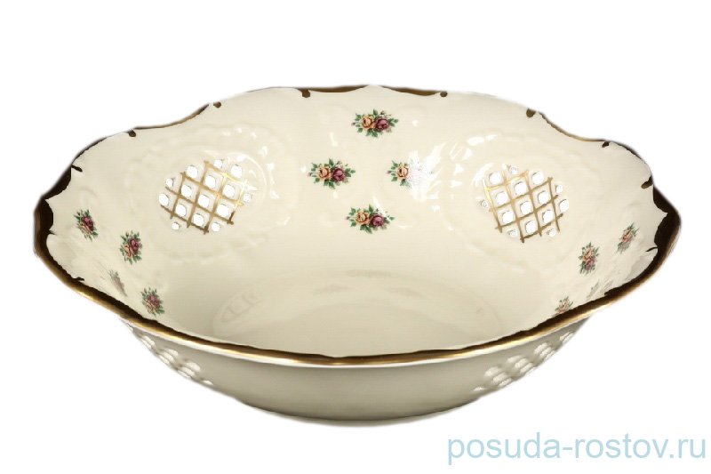 Блюдо 23 см круглое перф. "Анжелика /Маленькие розочки /СК" / 066482