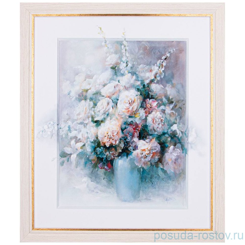 Картина 50 х 60 см "Букет" /рамка жемчуг с золотом / 270136 Картина 50 х 60 см "Букет" /рамка жемчуг с золотом / 270136
