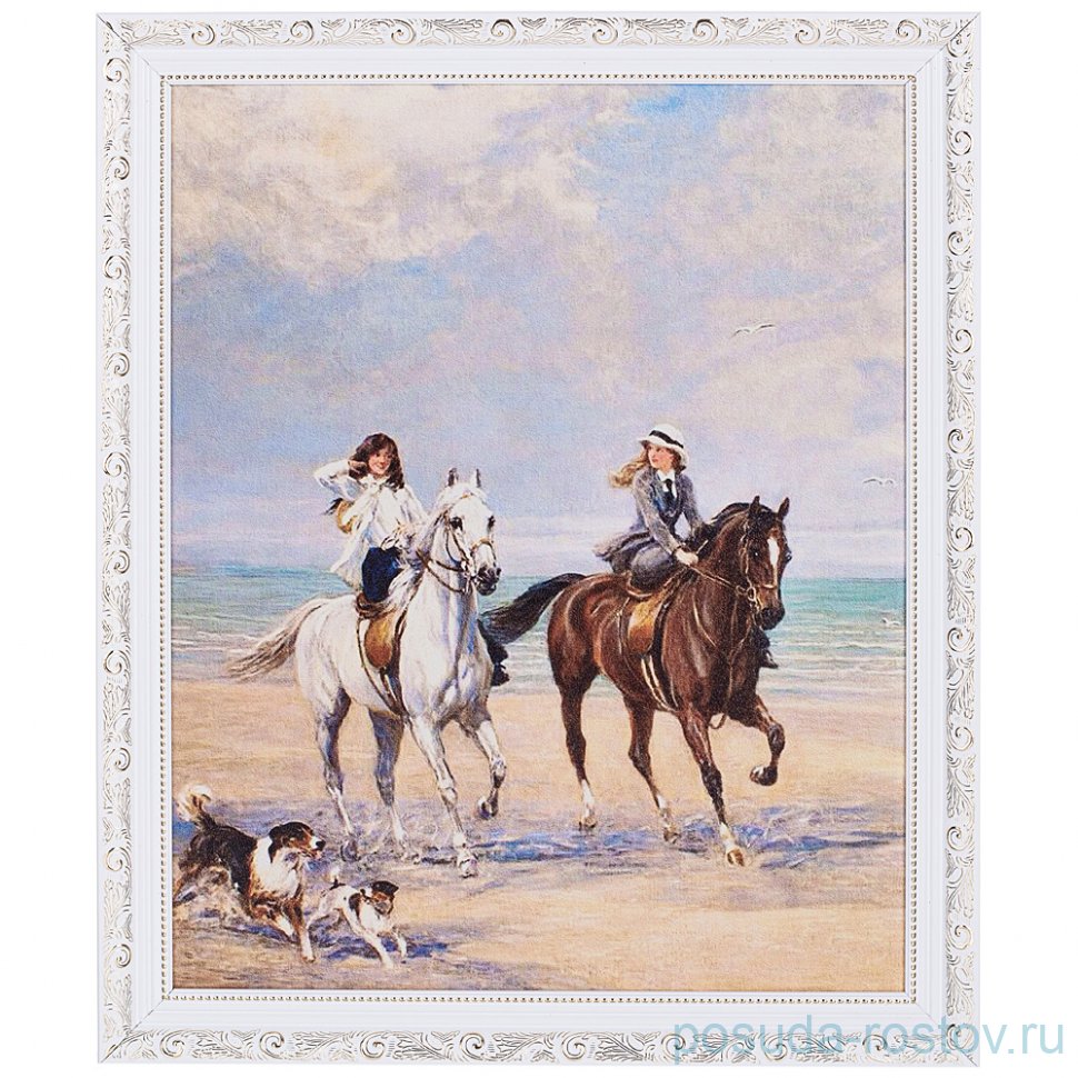 Картина 40 х 50 см "Конная прогулка" /рамка евро белая / 262075