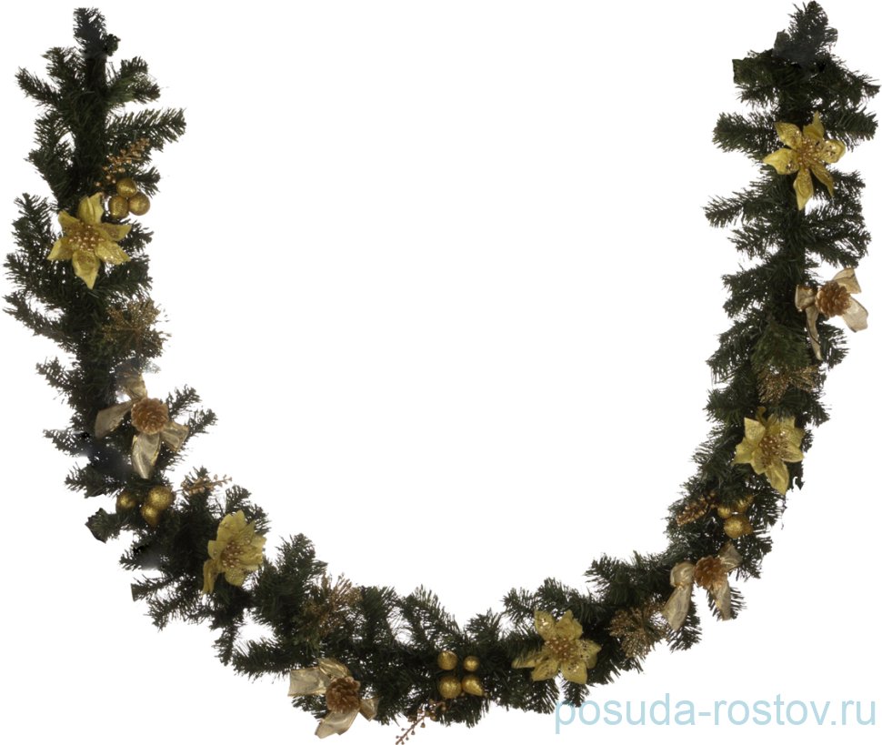 Декоративное изделие 200 см "гирлянда с золотыми пуансетиями" / 187221
