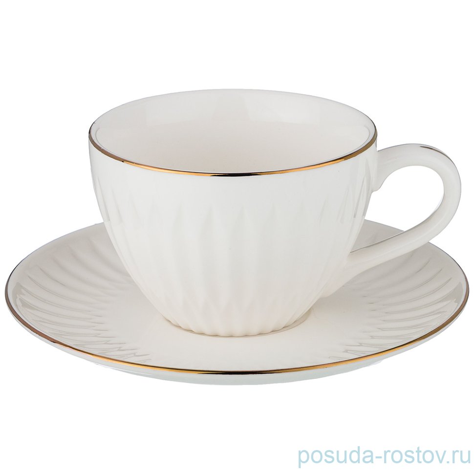 Чайная пара 250 мл 1 шт "Вайт /Отводка золото" / 195048 Чайная пара 250 мл 1 шт "Вайт /Отводка золото" / 195048