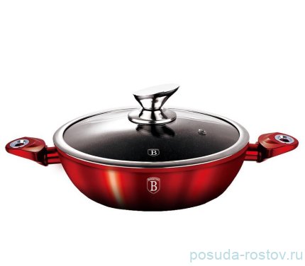 Сотейник 28 см с крышкой &quot;Black-burgundy Metallic Line&quot; / 134342