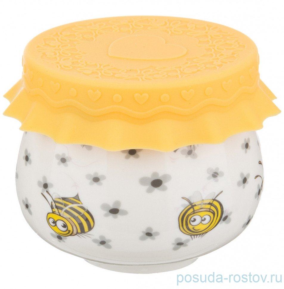 Емкость для меда/варенья 180 мл с силиконовой крышкой "Пчелы" / 190395