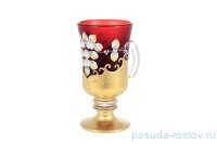 Кружки для воды 6 шт н/н &quot;Венеция /Лепка красная&quot; золотая ножка / 145704