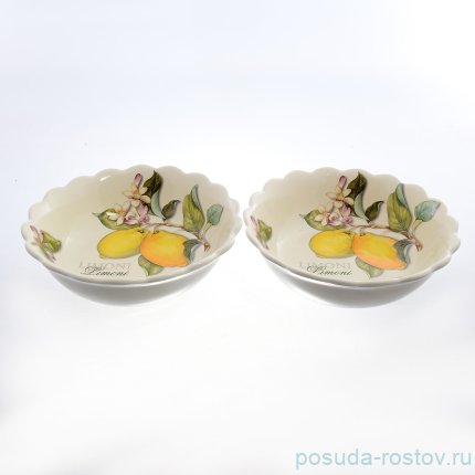 Тарелка 20,5 см глубокая 2 шт &quot;Artigianato ceramico /Лимоны&quot; / 060074