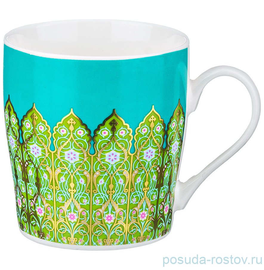 Кружка 250 мл зелёно-бирюзовая "Орнамент" / 244351