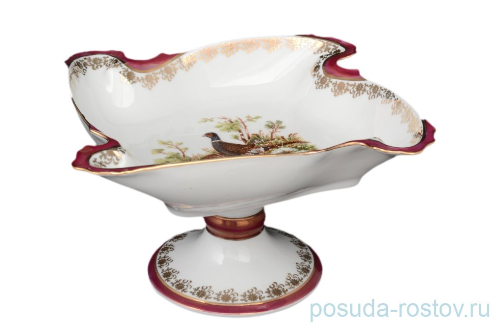 Салатник 24 см витой квадратный н/н "Корона /Охота красная" / 042399