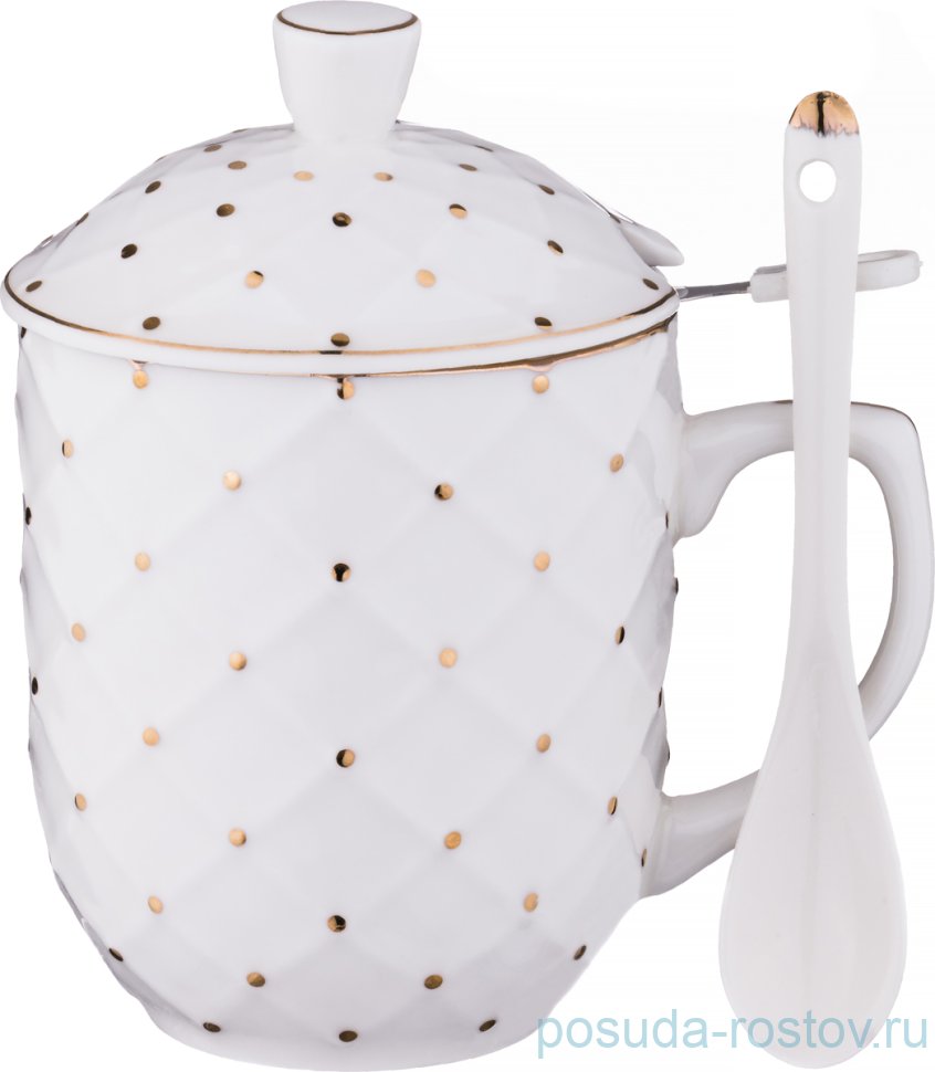 Кружка аварочная 300 мл с ложкой "Золотой горох" / 189653 Кружка аварочная 300 мл с ложкой "Золотой горох" / 189653