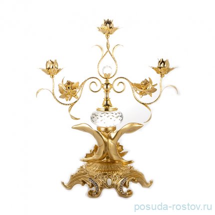 Подсвечник 3 рожковый 45 см &quot;чевик /кремовая роза&quot; / 156439
