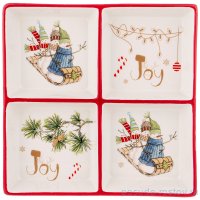 Менажница 19 х 19 х 3,5 см 4-х секционная квадратная &quot;Зимняя забава&quot; / 268554