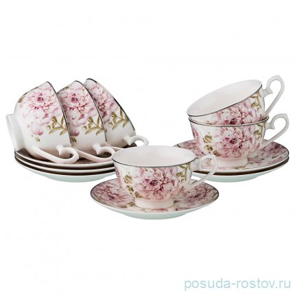 Набор чайных пар 230 мл 6 шт &quot;пионы&quot; / 186227