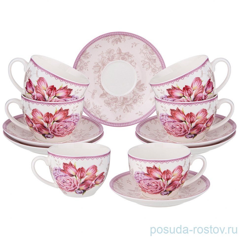 Набор чайных пар 280 мл 6 шт "Тюльпаны" / 338171 Набор чайных пар 280 мл 6 шт "Тюльпаны" / 338171