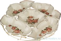 Менажница 40 см 5-ти секционная на металлической подставке &quot;Корейская роза&quot; / 190712