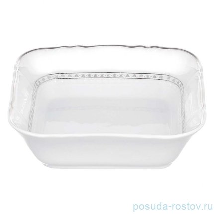 Салатник 17 см квадратный &quot;Соната /Платиновые цветочки&quot; / 366331