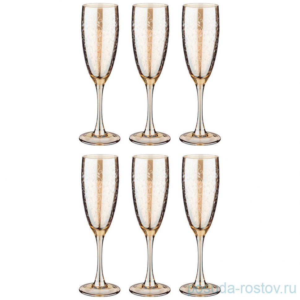 Бокалы для шампанского 170 мл 6 шт "медовый весенний" / 233288 Бокалы для шампанского 170 мл 6 шт "медовый весенний" / 233288