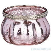 Подсвечник 9 х 9 х 5,5 см &quot;Анкара&quot; с металлическими элементами розовый (2шт.) / 272881