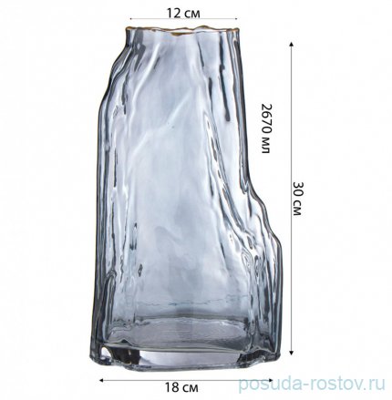 Ваза для цветов 18 х 12 х 30 см серая / 310627