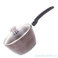Ковш 18 см стеклянная крышка съёмная ручка антипригарное покрытие 1,5 л &quot;Kukmara /Кофейный мрамор&quot; / 143348