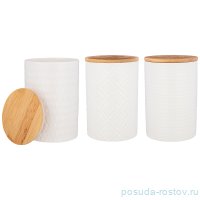 Набор банок для сыпучих продуктов 650 мл 3 шт с бамбуковой крышкой 10 х 10 х 15 см / 255013