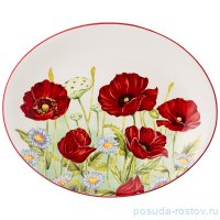 Блюдо 31,5 х 25,5 х 3 см овальное &quot;Полевые маки&quot; / 253331