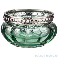 Подсвечник 6 х 3,5 см с металлическими элементами зелёный / 209343