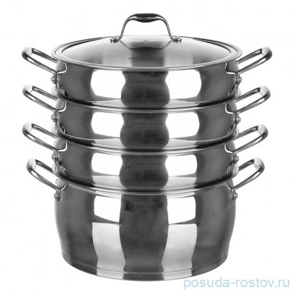 Пароварка 30 см трёхъярусная 10,5 л зеркальная &quot;Angela&quot; / 366063